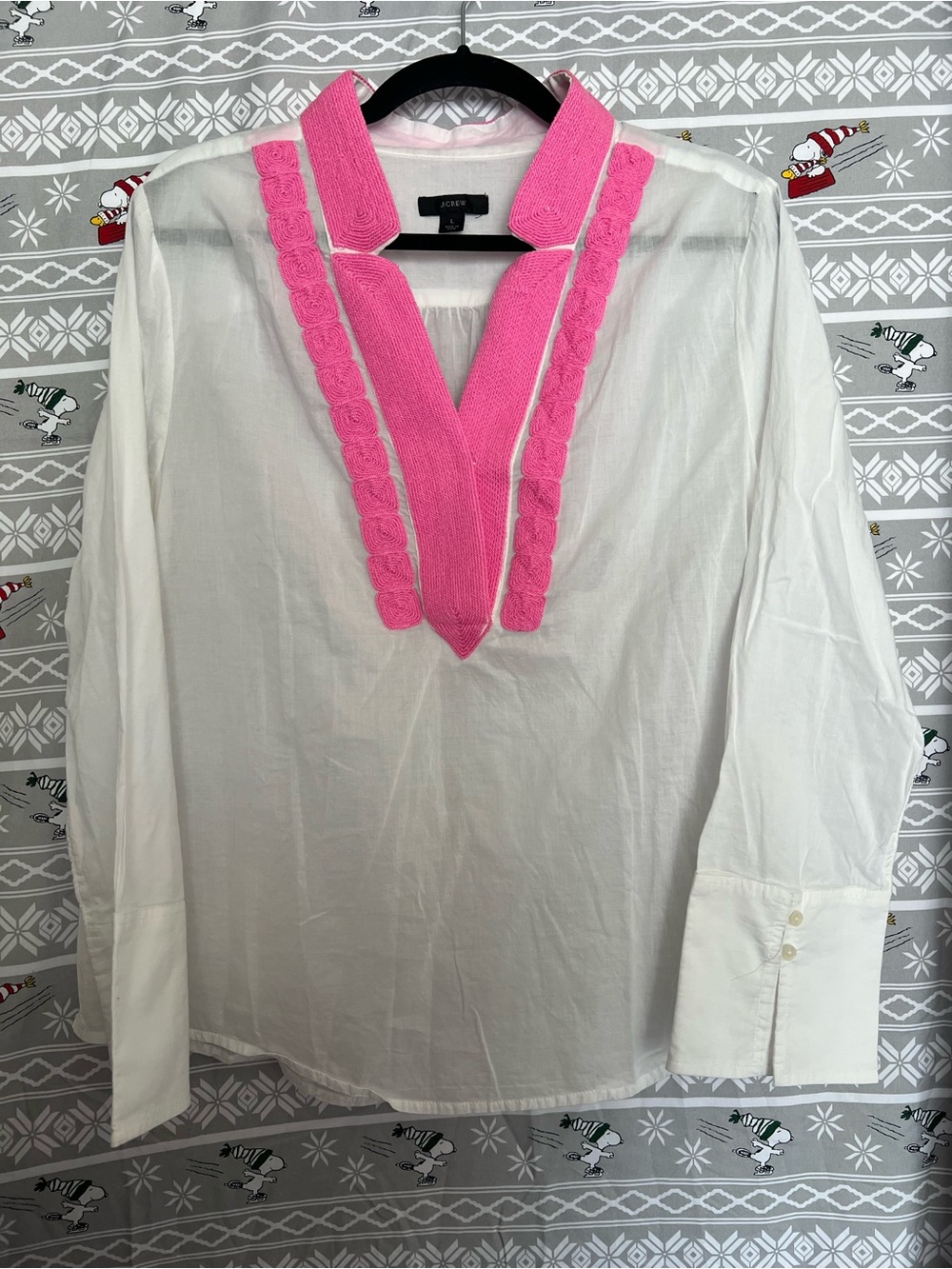 J. Crew White Tunic with Hot Pink Trim